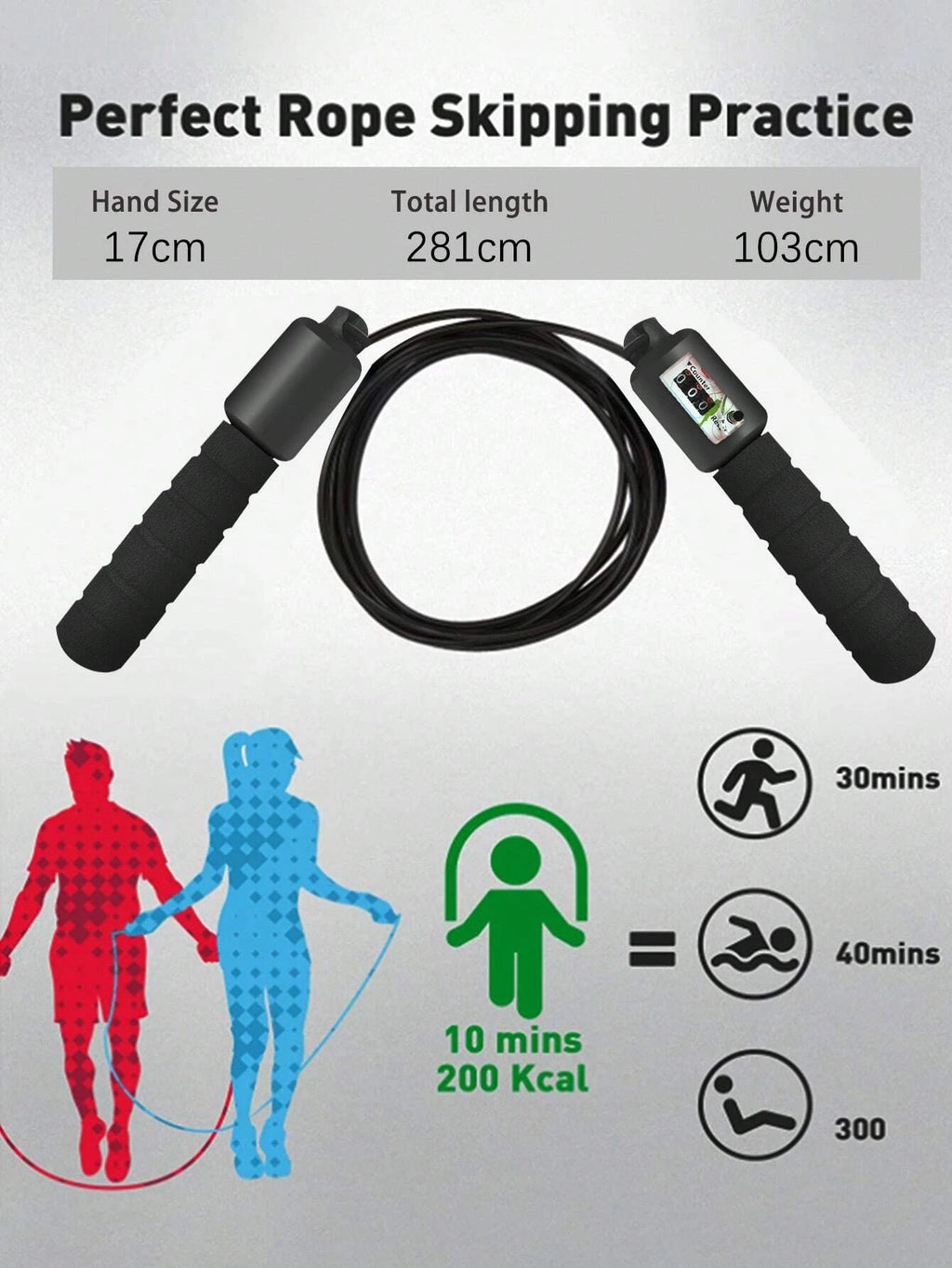 Fitness Counting Skipping Jump Rope Gym Accessories, Sport, Gym, Home Exercise, Jump Rope, Skipping Rope, Jump Rope
