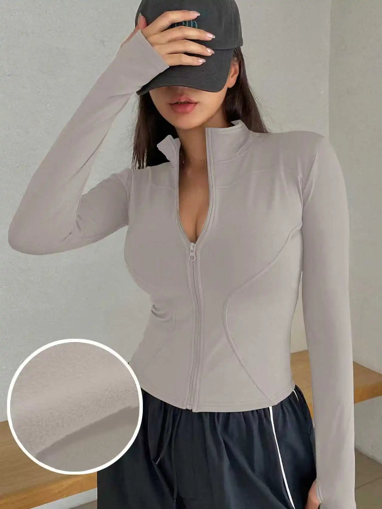 Outdoor Sports Long Sleeved Women Slim Yoga Clothes Quick Dry Zipper Cardigan Stand up Collar Jacket Running Fitness Jacket Top