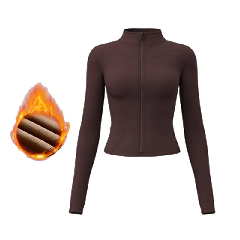 Outdoor Sports Long Sleeved Women Slim Yoga Clothes Quick Dry Zipper Cardigan Stand up Collar Jacket Running Fitness Jacket Top